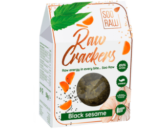 Dried crackers Black sesame Ingredients: white sesame, black sesame 14%, chia, dried carrots, husk, sesame oil, turmeric, black cumin, black pepper, natural spices